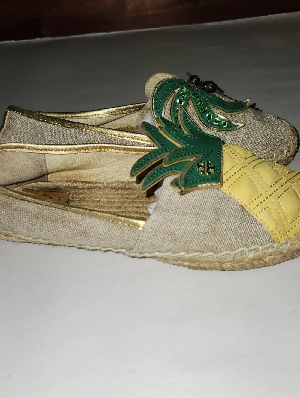 Tory Burch Espadrilles Pineapple and Palm 6.5